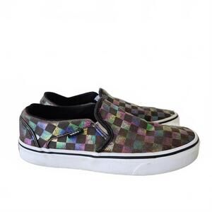 Vans Women's Slip-On Shoes Multicolor Checkered Pattern Size 7.5